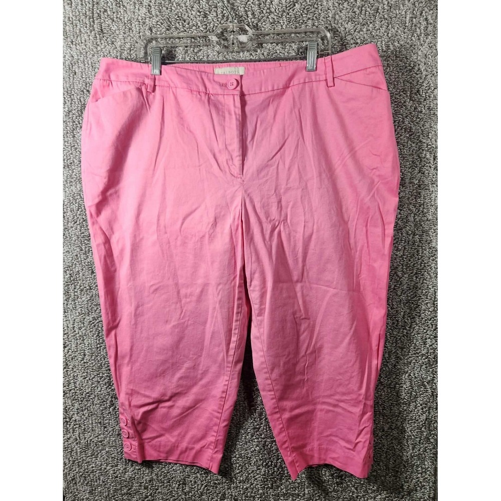 Talbots Capri Pants Pink Stretch Cotton Button Hem Casual Womens 20W